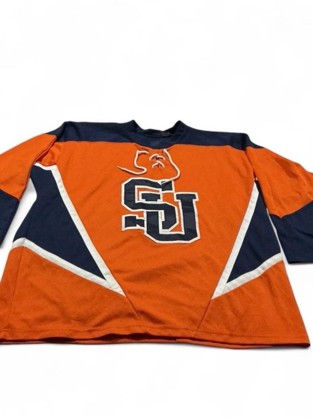 SU Orange and Navy  Hockey Jersey #71 Kobe Sportswear Canada mens XL *flaw